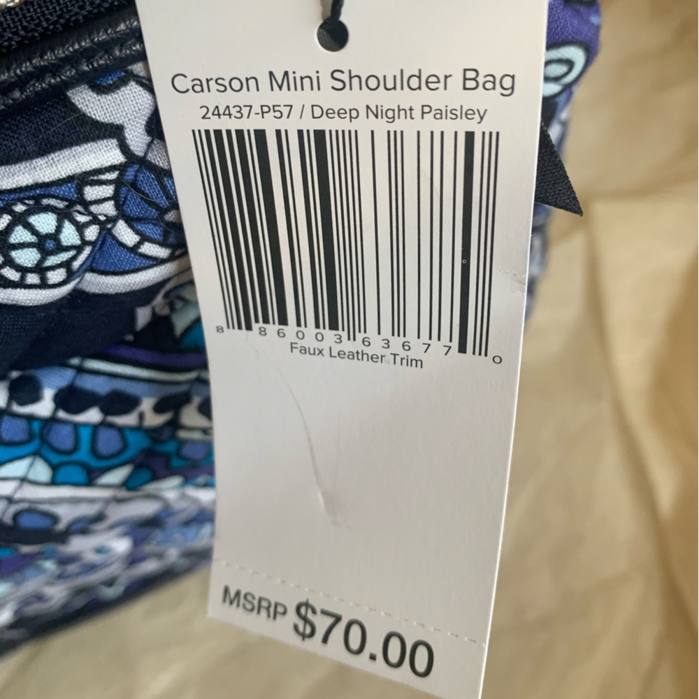 Vera Bradley mini Carson Deep Night Paisley NWT